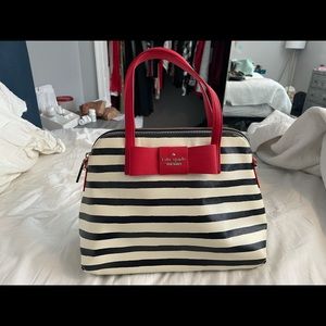 Kate Spade Bow Purse Navy & Cream with Red Accents